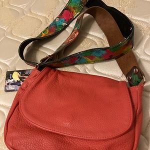 Katie Kelsie Leather Handbag with 2 straps and storage bag